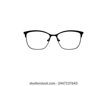 Eye Glasses Silhouette, Front View, Flat Style, can use for Pictogram, Logo Gram, Apps, Art Illustration, Template for Avatar Profile Image, Website, or Graphic Design Element. Vector Illustration