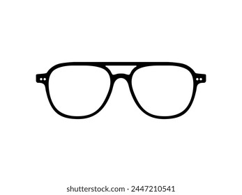 Silueta de gafas, vista frontal, estilo plano, se puede utilizar para pictograma, logotipo Gram, App, ilustración de arte, Plantilla para Imagen de Perfil de avatar, Sitio web o elemento de Diseño gráfico. Ilustración vectorial