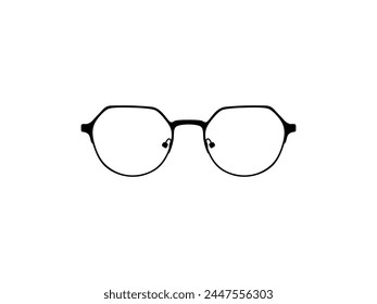 Eye Glasses Silhouette, Front View, Flat Style, can use for Pictogram, Logo Gram, Apps, Art Illustration, Template for Avatar Profile Image, Website, or Graphic Design Element. Vector Illustration