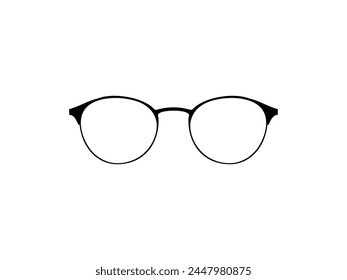 Silueta de gafas, vista frontal, estilo plano, se puede utilizar para pictograma, logotipo Gram, App, ilustración de arte, Plantilla para Imagen de Perfil de avatar, Sitio web o elemento de Diseño gráfico. Ilustración vectorial