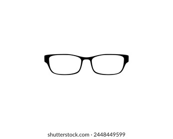 Silueta de gafas, vista frontal, estilo plano, se puede utilizar para pictograma, logotipo Gram, App, ilustración de arte, Plantilla para Imagen de Perfil de avatar, Sitio web o elemento de Diseño gráfico. Ilustración vectorial