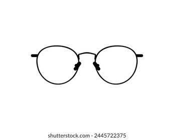 Eye Glasses Silhouette, Pictogram, Front View, Flat Style, can use for Logo Gram, Apps, Art Illustration, Template for Avatar Profile Image, Website, or Graphic Design Element. Vector Illustration