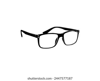 Silueta de gafas, vista lateral, estilo plano, se puede utilizar para pictograma, logotipo Gram, App, ilustración de arte, Plantilla para Imagen de Perfil de avatar, Sitio web o elemento de Diseño gráfico. Ilustración vectorial