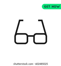 Eye Glasses Vector Icon, The outlined symbol of square glasses. Simple, modern flat vector illustration for mobile app, website or desktop app  