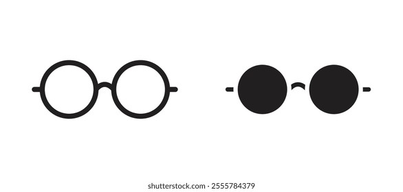 Eye glasses vector icon set in black color.