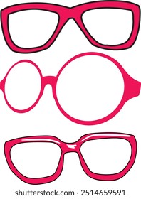 eye glasses vector illustration isolated on pink background.spectacles sketch