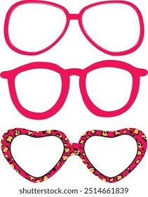 eye glasses vector illustration isolated on pink background.spectacles sketch