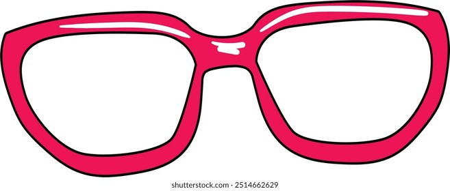 eye glasses vector illustration isolated on pink background.spectacles sketch