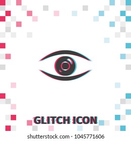 Eye  Glitch Effect Vector Icon.