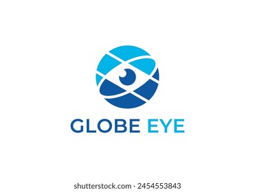 eye global logo design. vision digital connection icon symbol