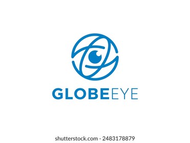 eye global logo design. vision digital connection icon symbol	
