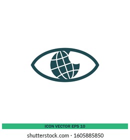 eye globe earth icon vector logo template design element