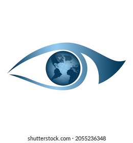 Eye And Globe Earth, Vision Logo Vector Design Template.