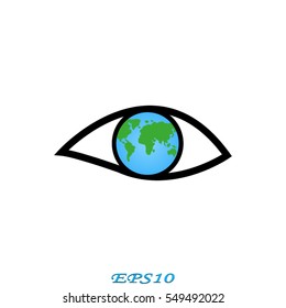 eye, globe, icon, vector illustration eps10