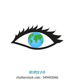 eye, globe, icon, vector illustration eps10