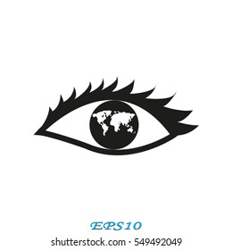 eye, globe, icon, vector illustration eps10