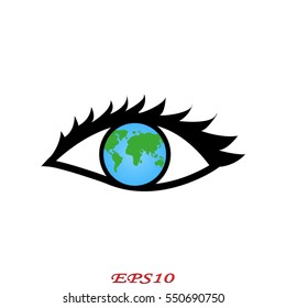 eye, globe, icon, vector illustration eps10