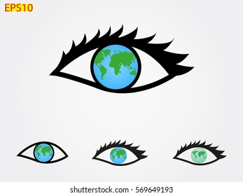 eye, globe, icon, vector illustration eps10