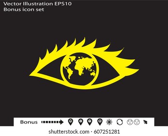 eye, globe, icon, vector illustration eps10