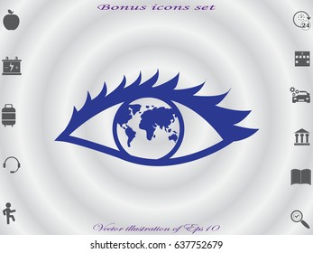 eye, globe, icon, vector illustration eps10