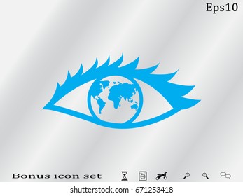 eye, globe, icon, vector illustration eps10