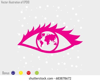 eye, globe, icon, vector illustration eps10