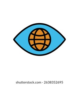 Eye with globe world vision icon illustration element