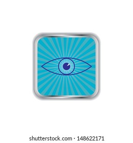Eye glossy square web button.vector