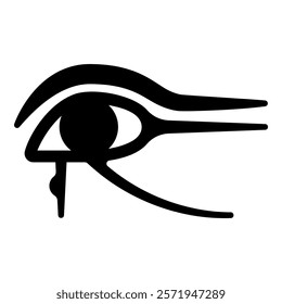 Eye god Horus Egyptian symbol mystical protective amulet of Pharaohs paganism Uadzhat sign Uadzhet icon black color vector illustration image flat style