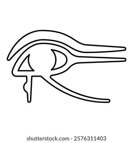 Eye god Horus Egyptian symbol mystical protective amulet of Pharaohs paganism Uadzhat sign Uadzhet contour outline line icon black color vector illustration image thin flat style