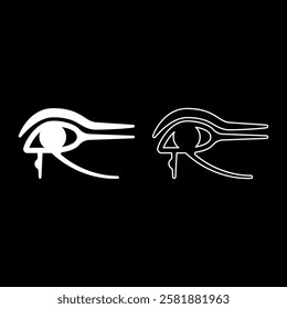 Eye god Horus Egyptian symbol mystical protective amulet of Pharaohs paganism Uadzhat sign Uadzhet set icon white color vector illustration image solid fill outline contour line thin flat style