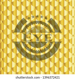 Eye golden emblem. Scales pattern. Vector Illustration. Detailed.