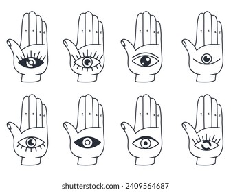 Eye greek hand doodle isolated set. Vector design graphic illustration