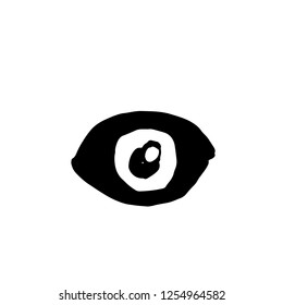 Eye grunge simple icon. Vector hand drawn illustration.