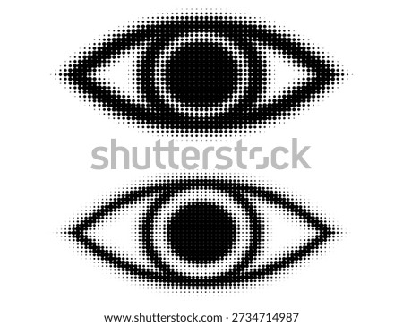 Eye Halftone Effect Gradient Style Vector Illustration set