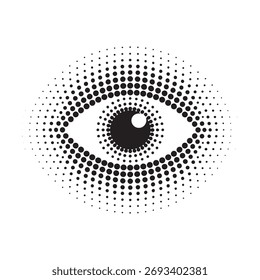 Eye halftone vector graphic design concept vision and perception abstract illustration