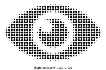 Eye halftone vector pictogram. Illustration style is dotted iconic Eye icon symbol on a white background. Halftone pattern is circle items.