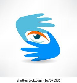 Eye hand abstraction icon