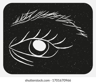 Eye hand drawing. Gritty texture. Vector EPS 10. 