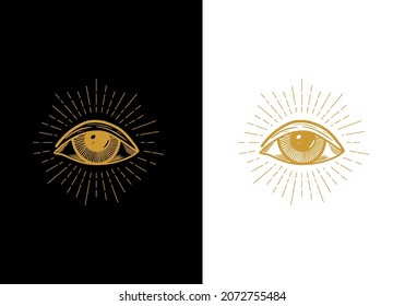 Eye hand drawn with engraving, vector illustration