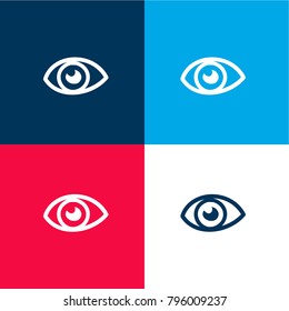 Eye hand drawn variant four color material and minimal icon logo set in red and blue