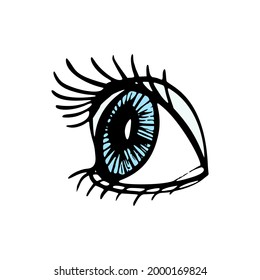 Eye hand drawn vector icon. Doodle human eye illustration.