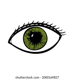 Eye hand drawn vector icon. Doodle human eye illustration.