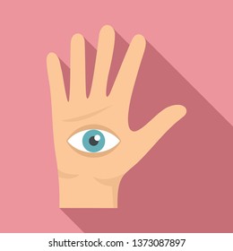 Eye in hand icon. Flat illustration of eye in hand vector icon for web design