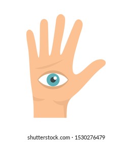 Eye in hand icon. Flat illustration of eye in hand vector icon for web design