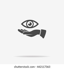 Eye and hand icon. Vector concept illustration for design.