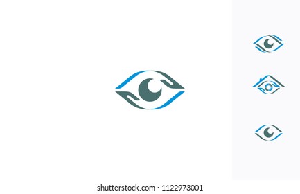 eye hand keep logo icon vector