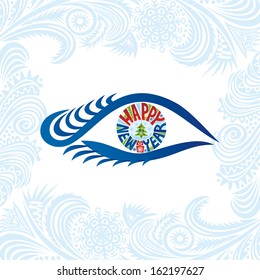 Eye happy new year card vector illustration