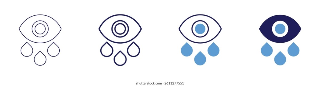 Eye headache causes icon in 4 different styles. Thin Line, Line, Bold Line, Duotone. Duotone style. Editable stroke.