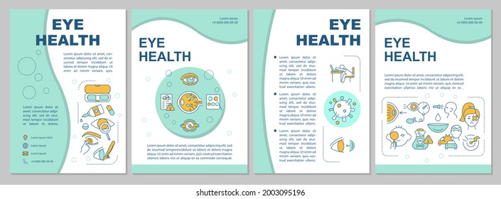 Eye health brochure template. Maintaining good vision and healthy eyes. Flyer, booklet, leaflet print, cover design with linear icons. Vector layouts for magazines, annual reports, advertising posters